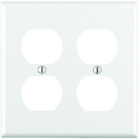 LEVITON White 2 gang Thermoset Plastic Duplex Outlet Wall Plate 88016-000